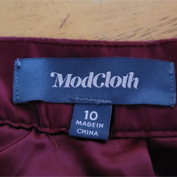 Modcloth Burgundy Red Wool Pocketed Mini Skirt - Picture 12 of 12